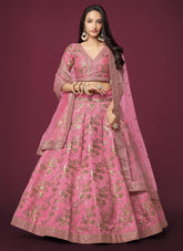 Silk Lehenga Choli in Pink Color